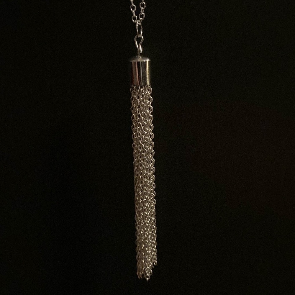 Silver Layered Necklace with Pink Accents and earring set - Picture 3 of 5